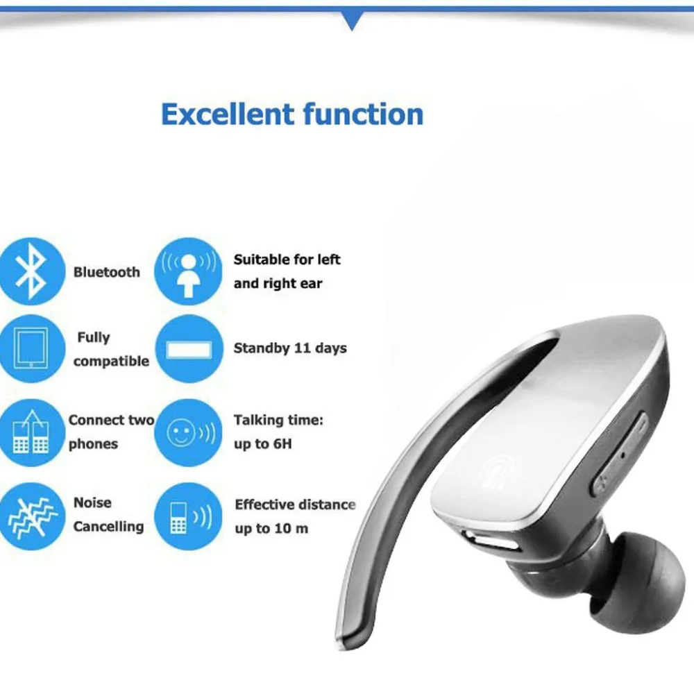 Bluetooth Headset Cell Phone Headset with Microphone Office Wireless Headset Earpiece Bluetooth Headphone for Apple iPhone X 9 8