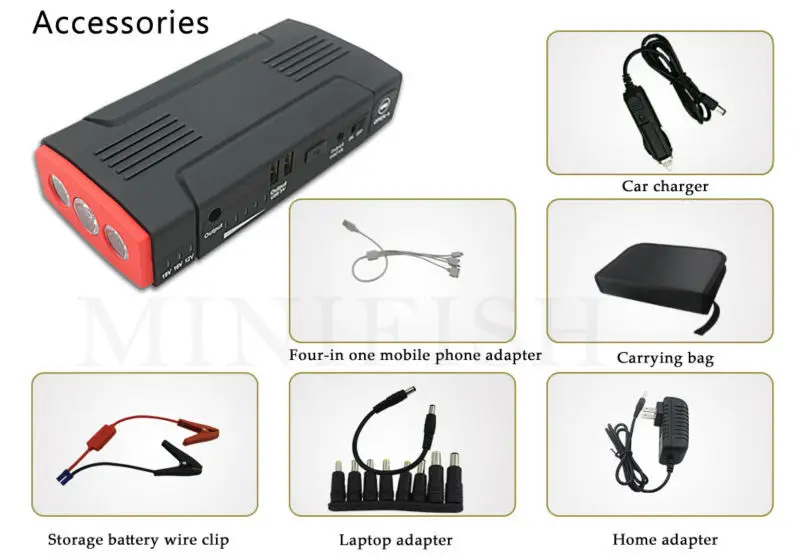 High Capacity Portable Mini Jump Starter Car Jumper Booster Power Battery Charger For Auto Mobile Phone iPad Laptop High Capacity Portable Mini Jump Starter Car Jumper Booster Power Battery Charger For Auto Mobile Phone iPad Laptop