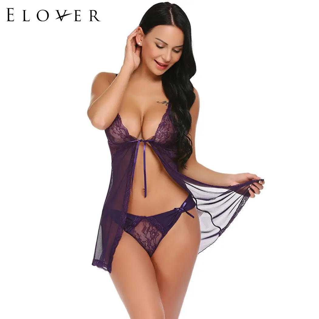Elover Baby Doll сексуальное нижнее белье без рукавов женский прозрачный комплект Babydoll