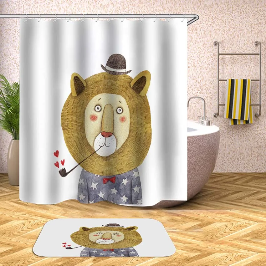 الكرتون الحيوانات دش الستار حمام ماء الستائر ل حوض استحمام للاستخدام في الحمام الاستحمام غطاء اضافية كبيرة واسعة 12 قطع السنانير