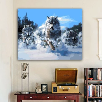 

painting by numbers art paint by number Diy White snow, fierce wolf abstract animal violence aesthetics on canvas
