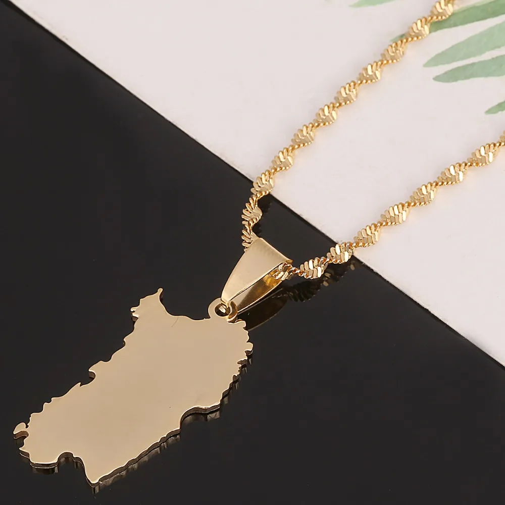 Stainless Steel Italy Sardinia Map Necklace Gold Color Trendy Sardegna Sardaigne Jewelry Gifts 5