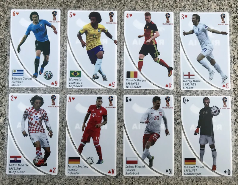 2018 Russia World Cup 56 cards/set Commemorative Poker PVC plastic waterproof star playing cards World Cup Commemorative poker 