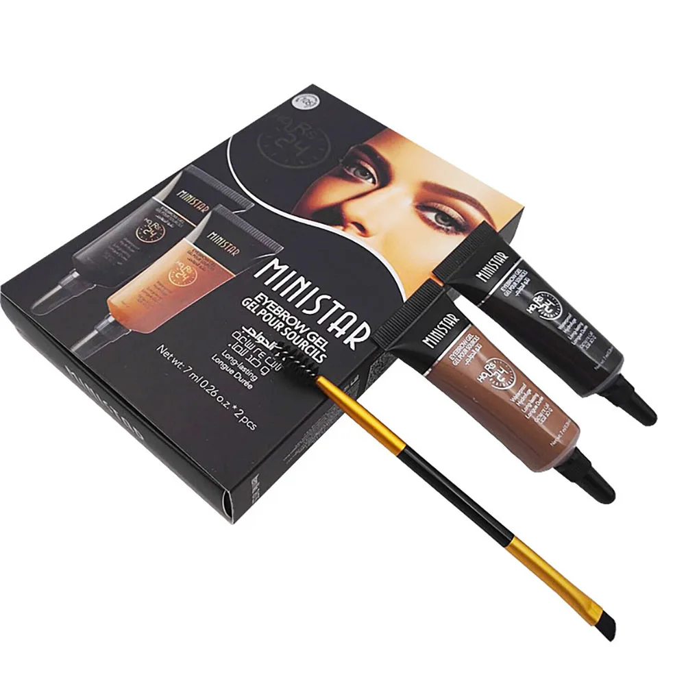 Ministar Bi-color Liquid Eyebrow Gel Cream Enhancer Three-dimensional Long-lasting Waterproof Makeup With Brush | Красота и здоровье