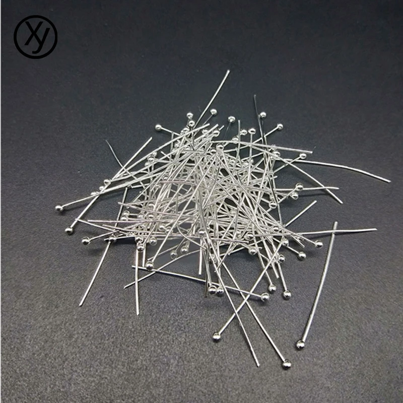 

DIY 24/30mm*0.6mm 100pcs/lot Cheap Jewelry Findings Hand Made Beads Lovely Plated Ball Head Pins Findings Accessories Wholesale