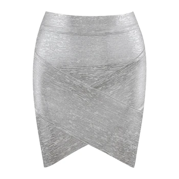 

2 Colors Mujer Moda Summer Sexy Size 60cm Split Bronzing Skirt 2019 New Arrival Women Mini Bandage Skirt Party Skirt