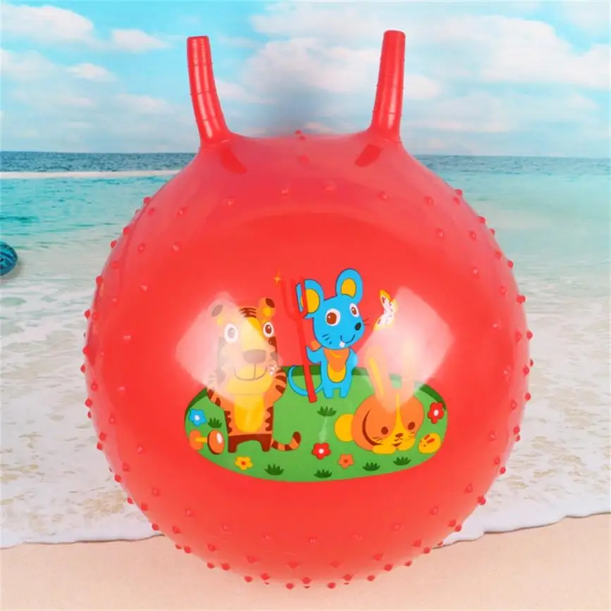 2018 New Arrival 45cm Bouncing Ball With Handle Massage Horn Inflatable