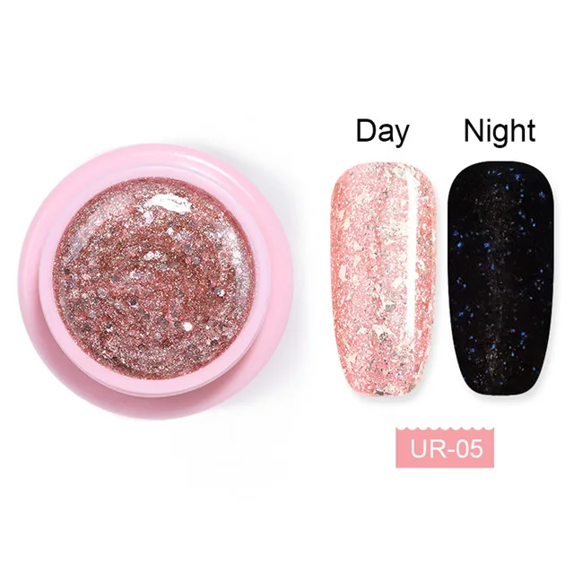 UR05 Ur Sugar, 5 мл, розовое золото, светящийся Гель-лак для ногтей, блестящий блеск, УФ-Гель-лак, замачиваемый, УФ светодиодный, для маникюра, для дизайна ногтей, Цветной Гель-лак - Цвет: UR05