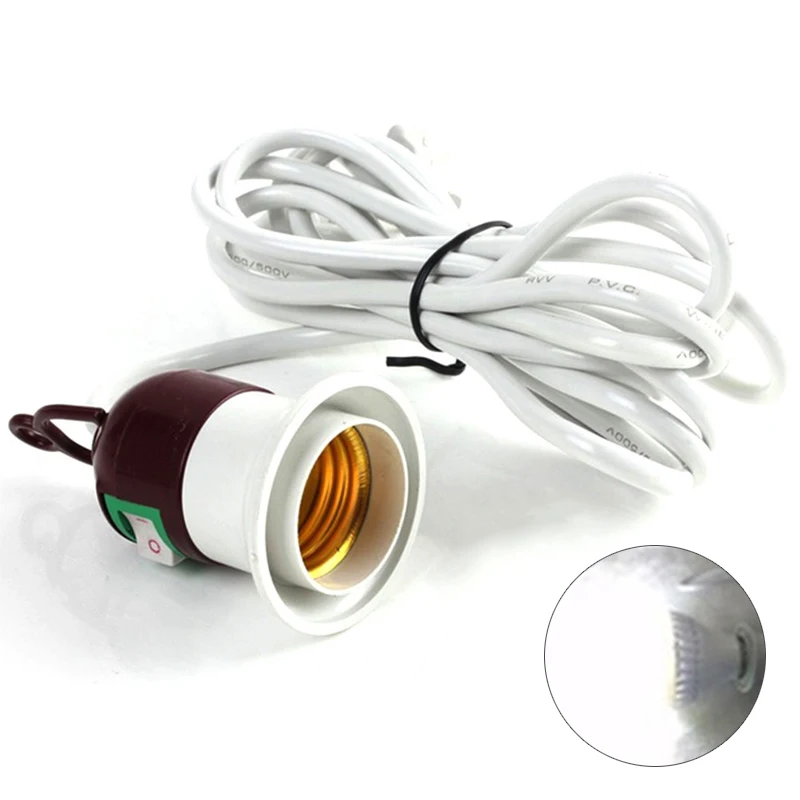 Newest E27 Screw Light Lamp Bulb Holder Socket Switch with Power Cable Cord US Plug