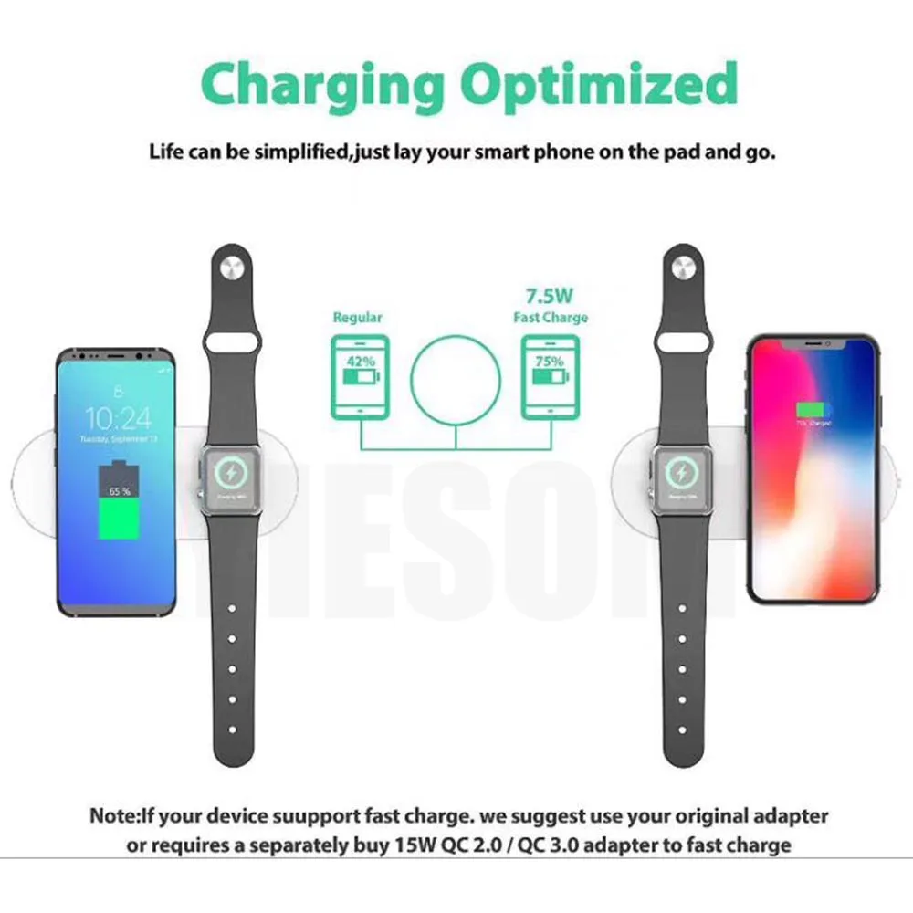 Qi Wireless Charger For iPhone X XR XS MAX 8 Plus Quick Fast Charging Pad For Apple Watch 123 For Sumsang Note 9 8 S8 Plus S9+ (3)