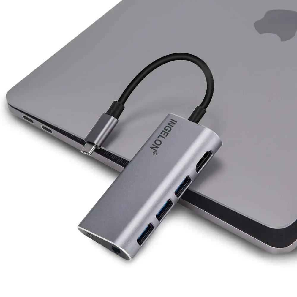 Ingelon USB HUB tipo C to HDMI RJ45 Thunderbolt 3 Adapter for MacBook Samsung Galaxy S8 Huawei Mate 10 P20 Pro Type C USB3.0 HUB (1)