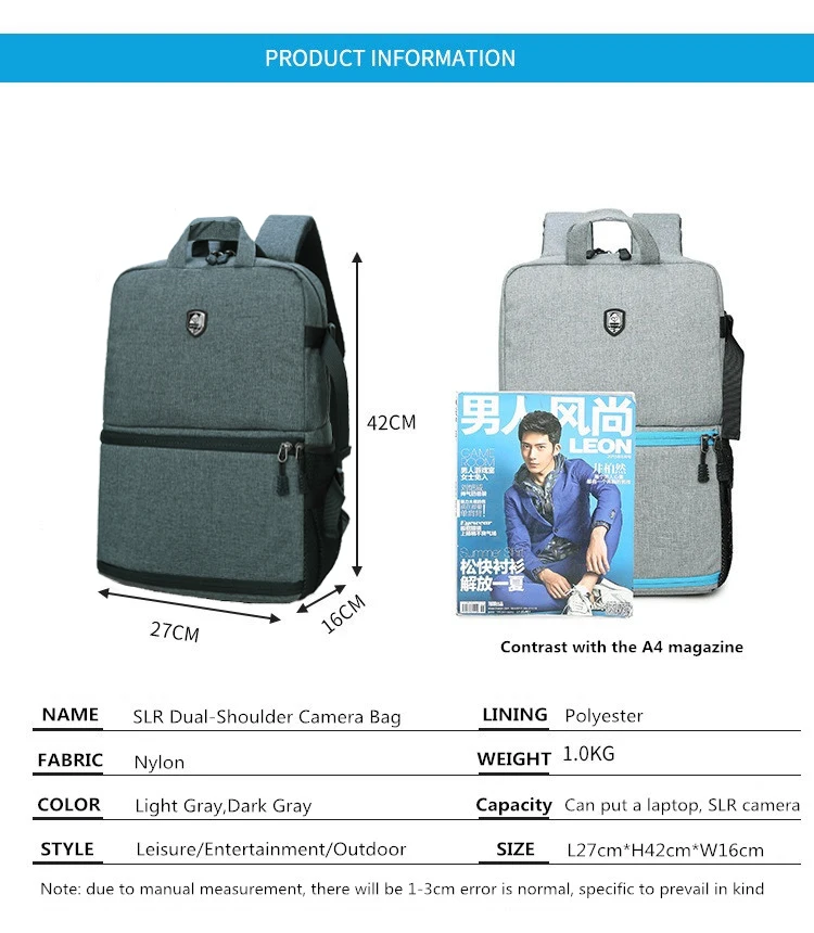 Shockproof Video Backpack Water-resistant Padded Photography Bag Travel Photo Backpacks with Rain Cover