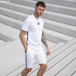 2019 Tide брендовые летние новые мужские короткие комплекты футболки + шорты комплект из 2 предметов спортивный комплект Хлопок Мужской