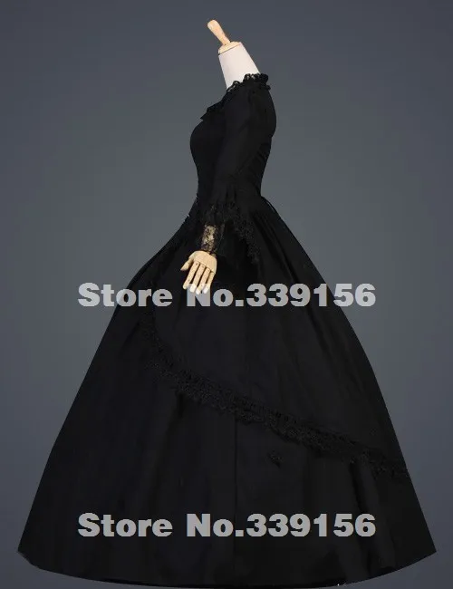 Горячая Распродажа черные винтажные длинные расклешенные рукава кружева 17 18 век готические Бальные платья в викторианском стиле/викторианская Южная красавица Платье