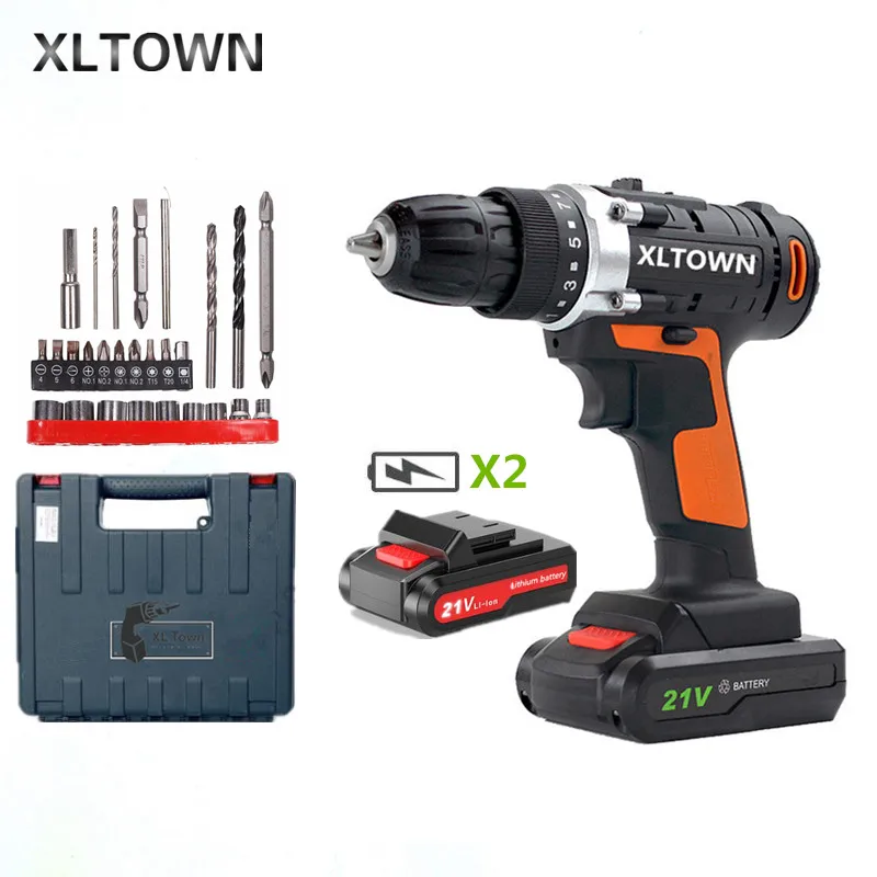 

XLTWON 21v mini electric Drill with 2 battery multi-function cordless electric screwdriver rechargeable lithium battery Drill