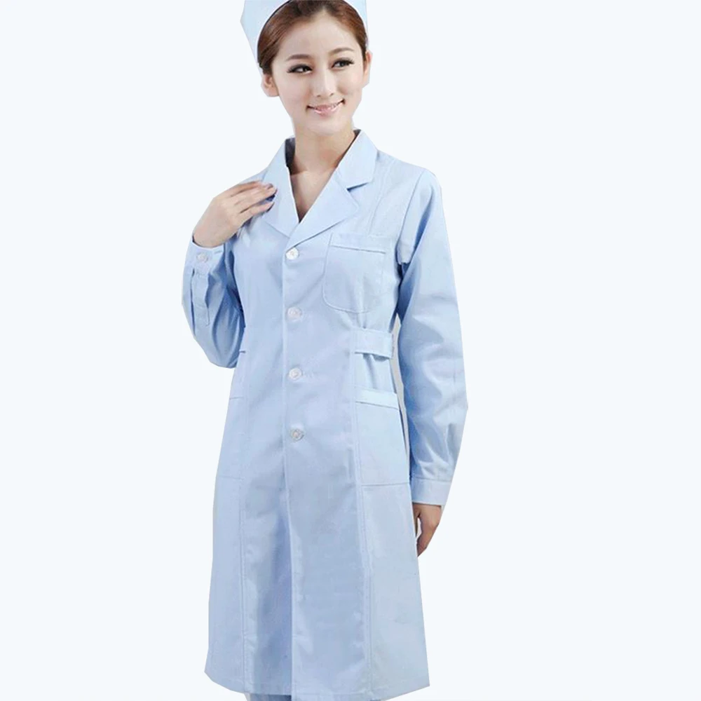 Медицинские скрабы Женщины/медицинская форма Женщины Рабочая одежда лабораторное пальто/медицинская одежда форма медсестры женщины лацкан медицинская униформа - Цвет: blue