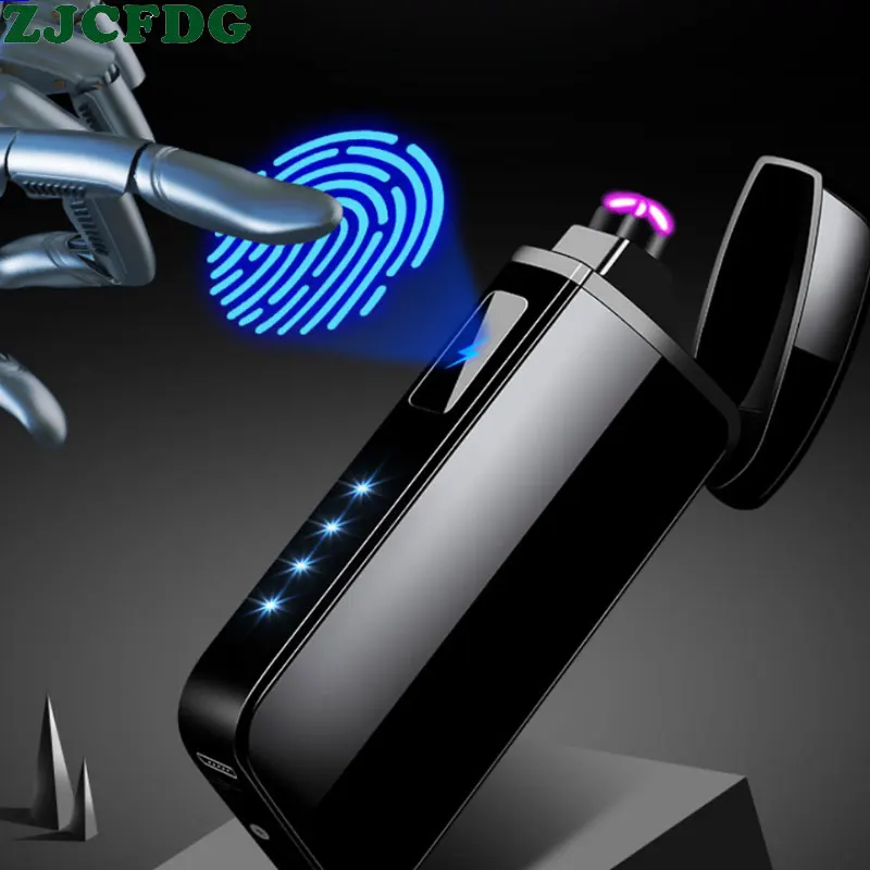 

Creative Double Arc Fingerprint Touch Sensor Switch USB Charging Lighter Strong Windproof Cigarette Lighter Power Display