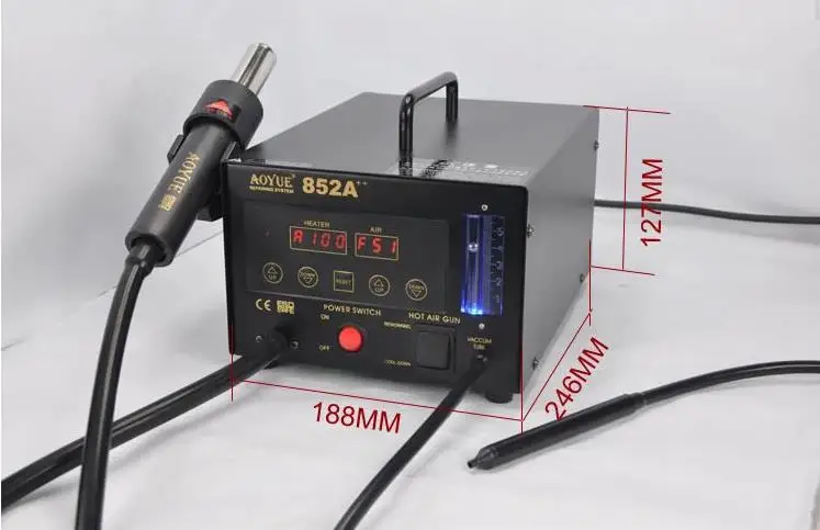 AY032 AOYUE 852A++ SMD Hot Air Gun with vacuum chuck 220V 550W 23 L