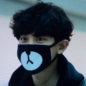

Unisex Black Bear Cycling Anti-Dust Tool Cotton Cute Bear Mouth Face Mask Korean Style Kpop EXO