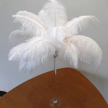 

Free shipping sale 100 PCS White ostrich feathers 50-55 cm/20-22 inches plume wedding performing art decoration feather