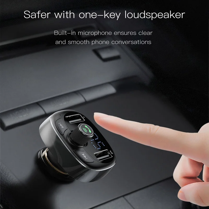Baseus автомобильное Bluetooth беспроводное зарядное устройство fm передатчик Handsfree