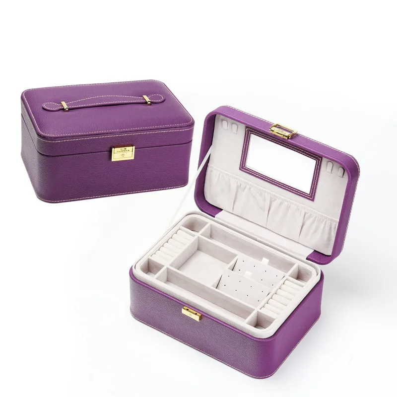 

Guanya portable Jewelry Packaging Case Makeup Case leather jewelry display Organizer Container Boxes Graduation Birthday Gift