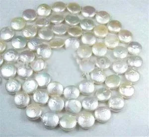 

very good Natural 11-12MM White Coin Real Natural Pearl Jewelry Gorgeous Necklace 30" Unusual Fine Bridal Silver hook Free Shipp