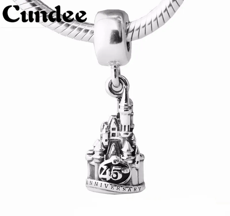

45th Anniversary Disny Castle Dangle Beads Fit pandora Charms Silver 925 Original Bracelet Fashion DIY Jewelry Making for Women
