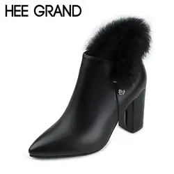 HEE GRAND/Женская обувь из лакированной кожи с бусинами и искусственным мехом; Новинка; женская пикантная модная обувь в стиле панк на высоком