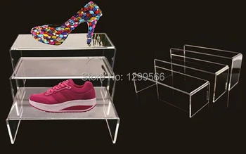 

3pcs free shipping clear acrylic shoe display rack holder purse bags jewelry Shoe display stand rack for shopping centre/store