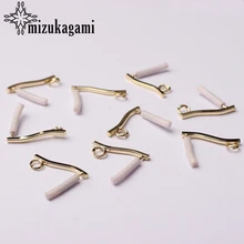 Pendientes de punta larga trenzada dorada de aleación de Zinc, conectores de Base, 1*20mm, 6 unidades/lote, accesorios para joyería