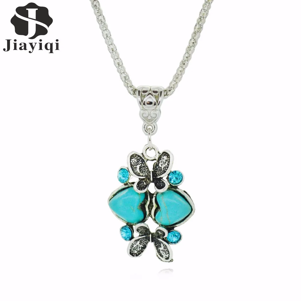 

2017 Vintage Necklace For Women Elegant Geometric long Pendant Charming Women Silver Metal Green Stone necklace Women's Jewelry