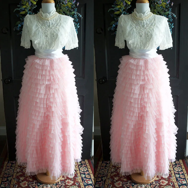 Long Bush Pink Tiered tulle skirt , PinkTulle skirt, Ballet Pink ruffled skirt, floor length pink skirt , tiered tulle maxi skirt, Wedding