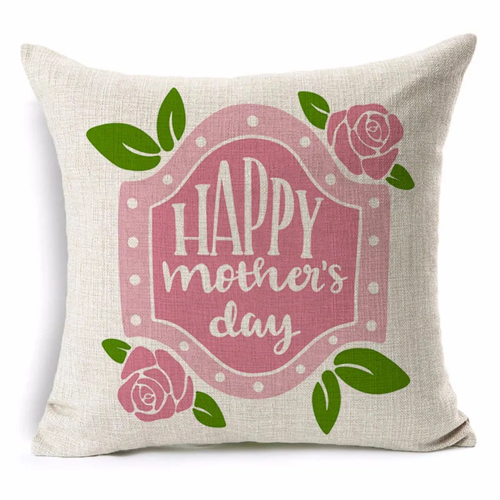 Mother's Day Presents Cushion Cover Cotton Linen LOVE Letter Gifts Home Decorative Pillows Cover for Sofa Drop Shipping