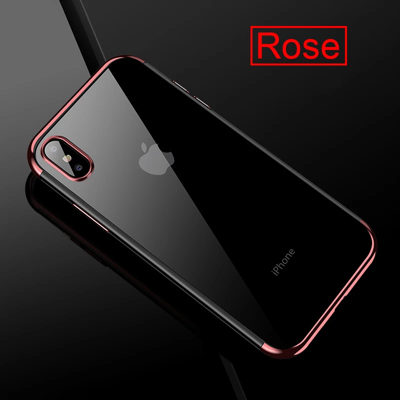 TOMKAS Luxury Case For iPhone X 10 Phone 7 8 6 Cases Transparent Cover Plating TPU Fitted Case For iPhone X 8 7 6 6S Plus (15)