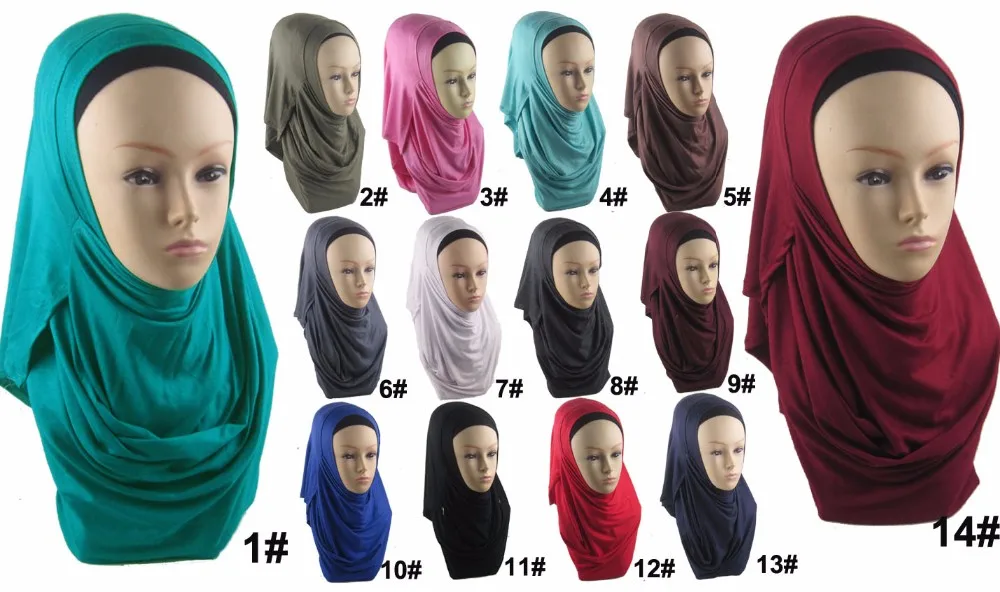 Модные два лица обычный хлопок Джерси мгновенных платки полное покрытие внутренние мусульманские Исламская голову носить слипоны шаль