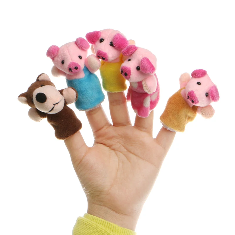 Детские три маленьких поросенка пальчиковые куклы детские развивающие ручные игрушки История игрушек