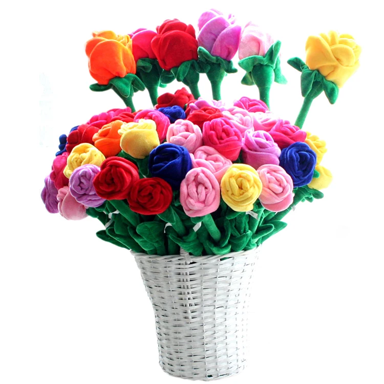 Buy 10pcs/lot Plush Rose Flower Bouquet Valentine's