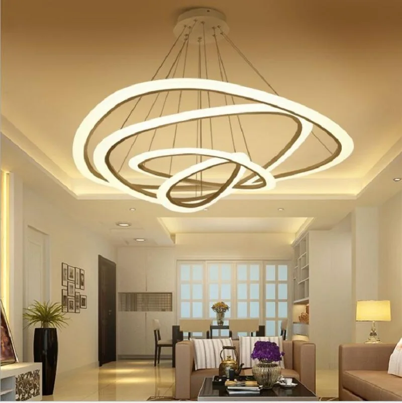 

L Simple modern led chandelier Acrylic dining chandelier living room chandelier Creative Nordic post-modern circular chandelier