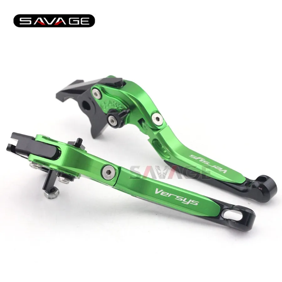 

For KAWASAKI KLE 1000 Versys 2012 2013 2014 Green Motorcycle Adjustable Folding Extendable Brake Clutch Lever Logo Versys