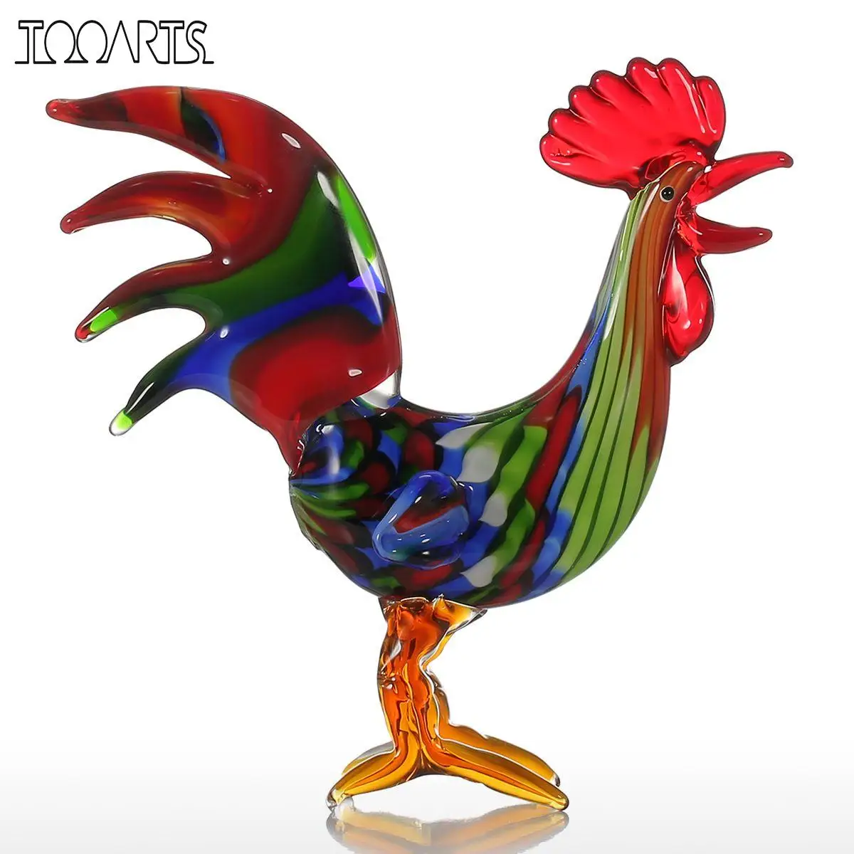 Kopen Tooarts Kleurrijke Haan Glas Beeldje Home Decor Dier Ornament Gunst Gift Glas Craft Decoratie Voor Home Office