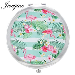 JWEIJIAO Pink Flamingo Birds Glass Cabochon Makeup Mirror Floding Round compact Hand pocket Magnif Mirror espejo JWEIJIAO Pink Flamingo Birds Glass Cabochon Makeup Mirror Floding Round compact Hand pocket Magnif Mirror espejo