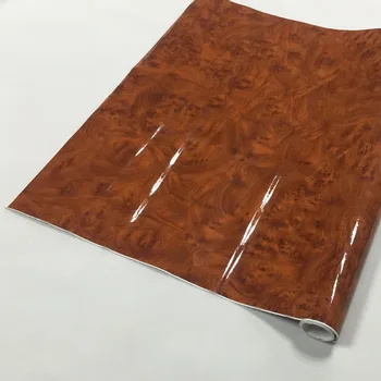 

48.8"x10ft/1.24x3m High Glossy Wood Grain Textured Vinyl Wrap Car Wrap Film Self Adhesive DIY Interior Furniture Sticker