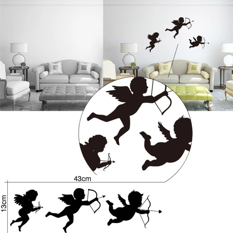 2018 New Creative Personalized Cupid Angel Wall  Stickers Living Room Nursery Bedroom Decor Decals Art Waterproof Hot Sale C021303
