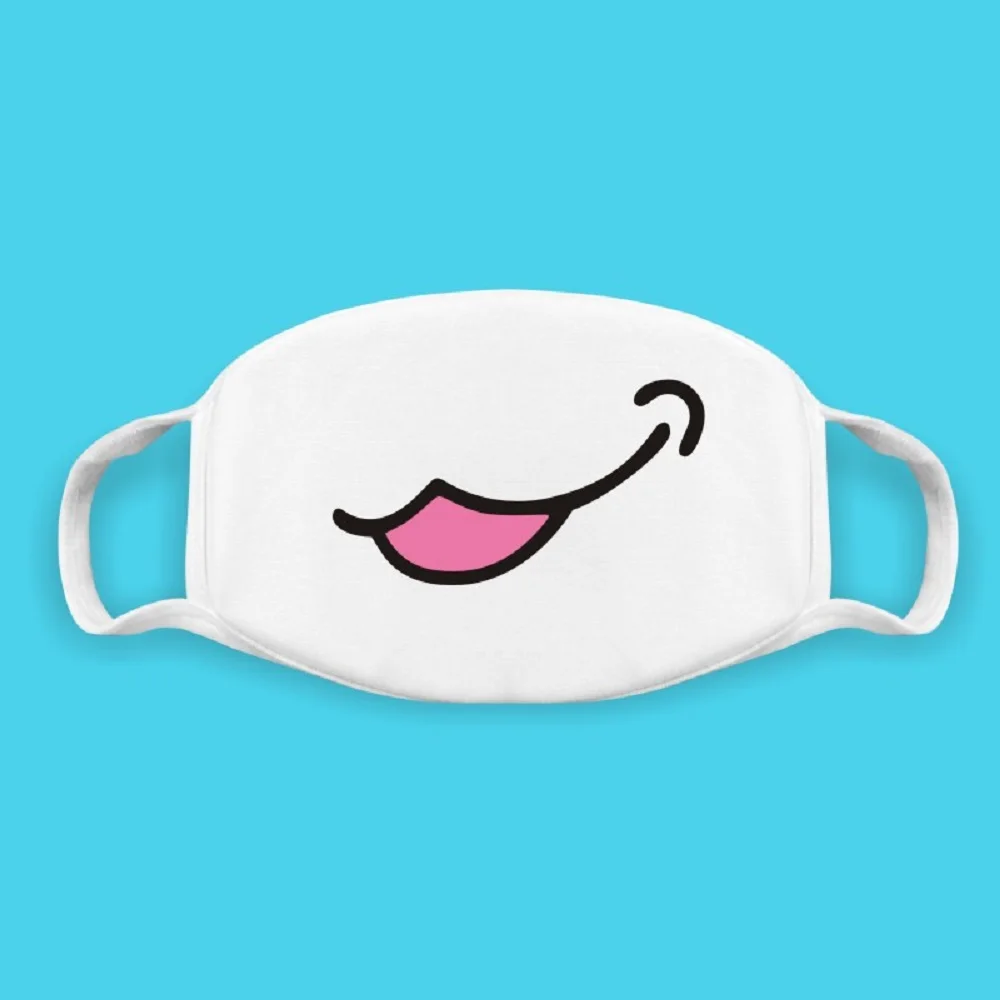 Хлопковая маска для мальчиков и девочек(белая) унисекс 1 упаковка Kawaii Muffle Mask Anti Dust Cute Kaomoji Face