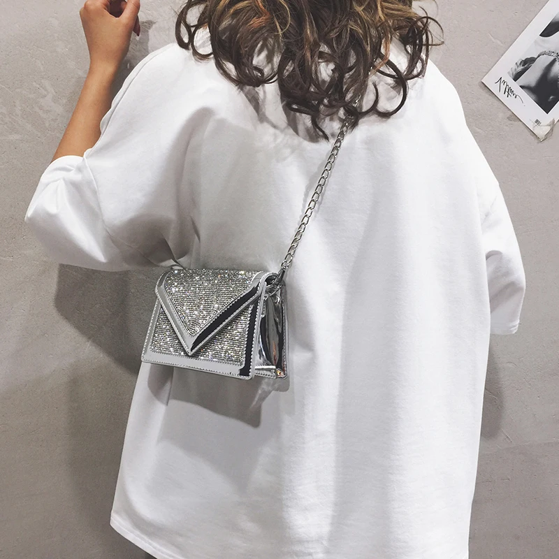 

Advanced sense bag handbags new 2019 shoulder chain bright face Messenger bag wild ins super fire package