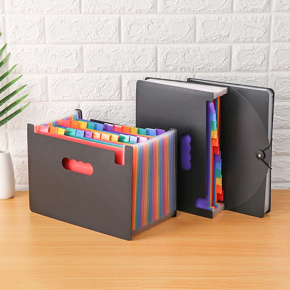 

13/24 A4 Document Holder Papers Classify Filing Box Pockets Rainbow Expanding File Folder Self Standing Briefcase Organizer