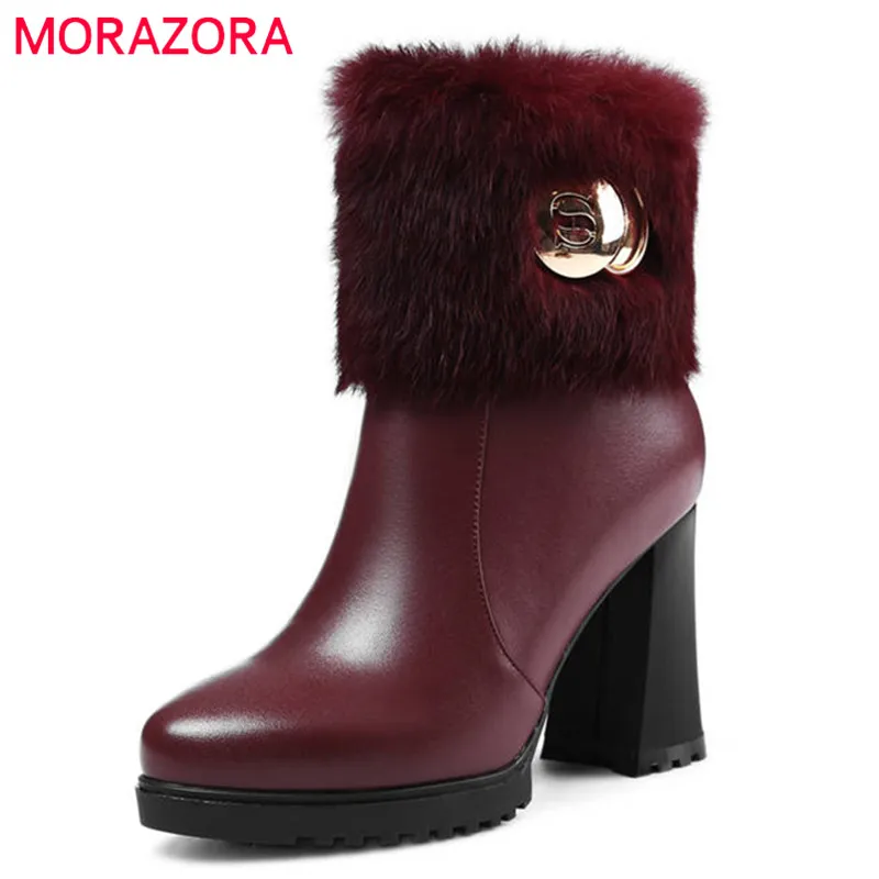 

MORAZORA 2020 new arrival genuine leather ankle boots women zipper fashion platform boots autumn winter high heels shoes woman