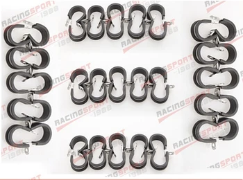 

50PCS Cushioned Hose Mounting Clamp Loop Strap 304 Stainless Steel 3/4" Black