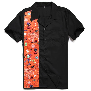 

Nightmare Before Christmas Halloween Shirt 50s 60s Rockabilly New Designs Novelty Print Men's Button Down Bowling Style Shirts